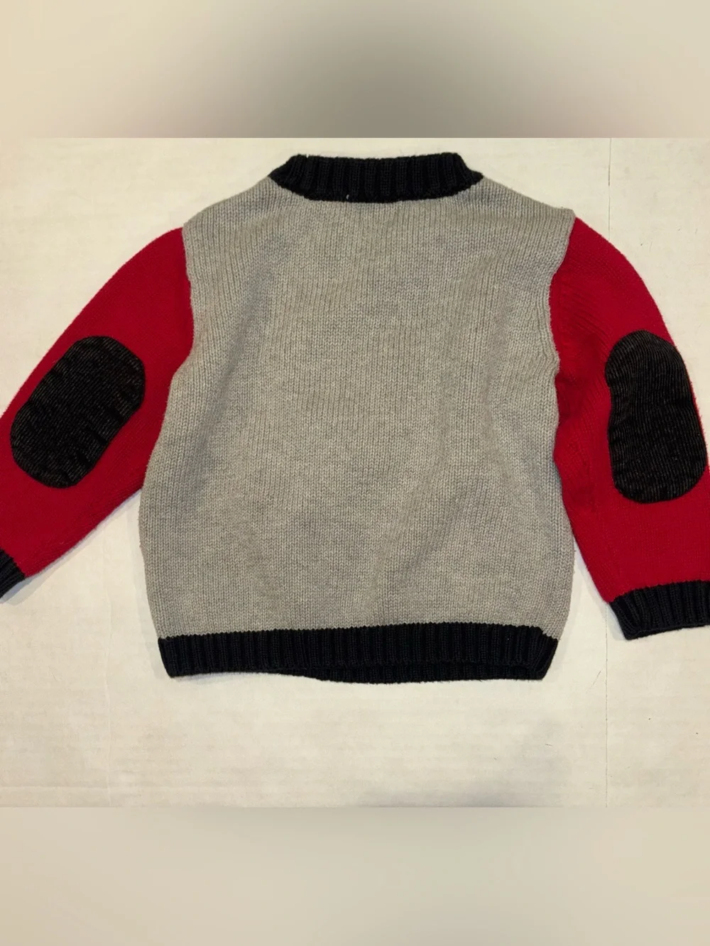 Big Bear Country Kids Crewneck Sweater - Gray Body with Red Sleeves